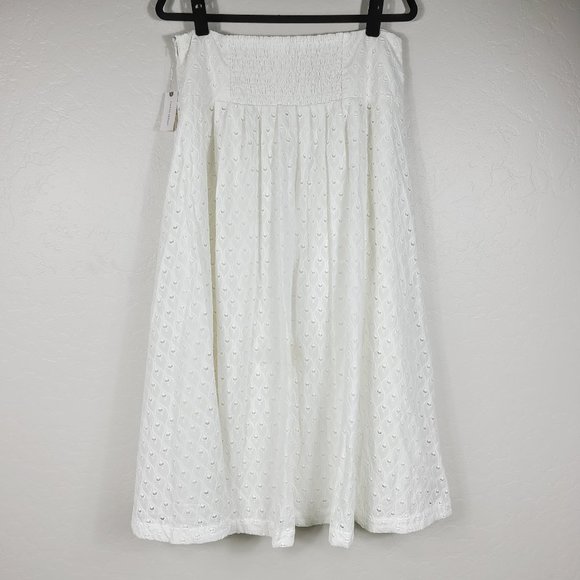 Maeve Button-Front Eyelet Lined Midi Skirt NEW - Picture 6 of 10